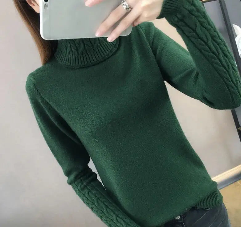 Damen Rollkragenpullover mit Zopfmuster Ärmeln in Grau