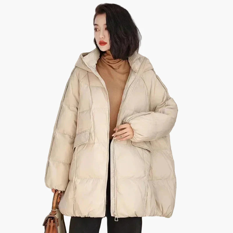 Damen Oversize Steppjacke mit Kapuze – Modische Winterjacke für Alltag & Freizeit