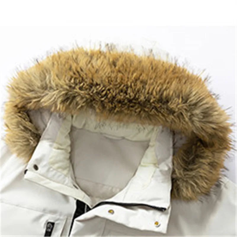 Parka für Herren mit Fellkapuze Reißverschluss & Pattentaschen