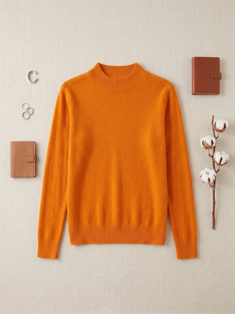 Dolcevita da donna lavorato a maglia, modello basic, collo alto