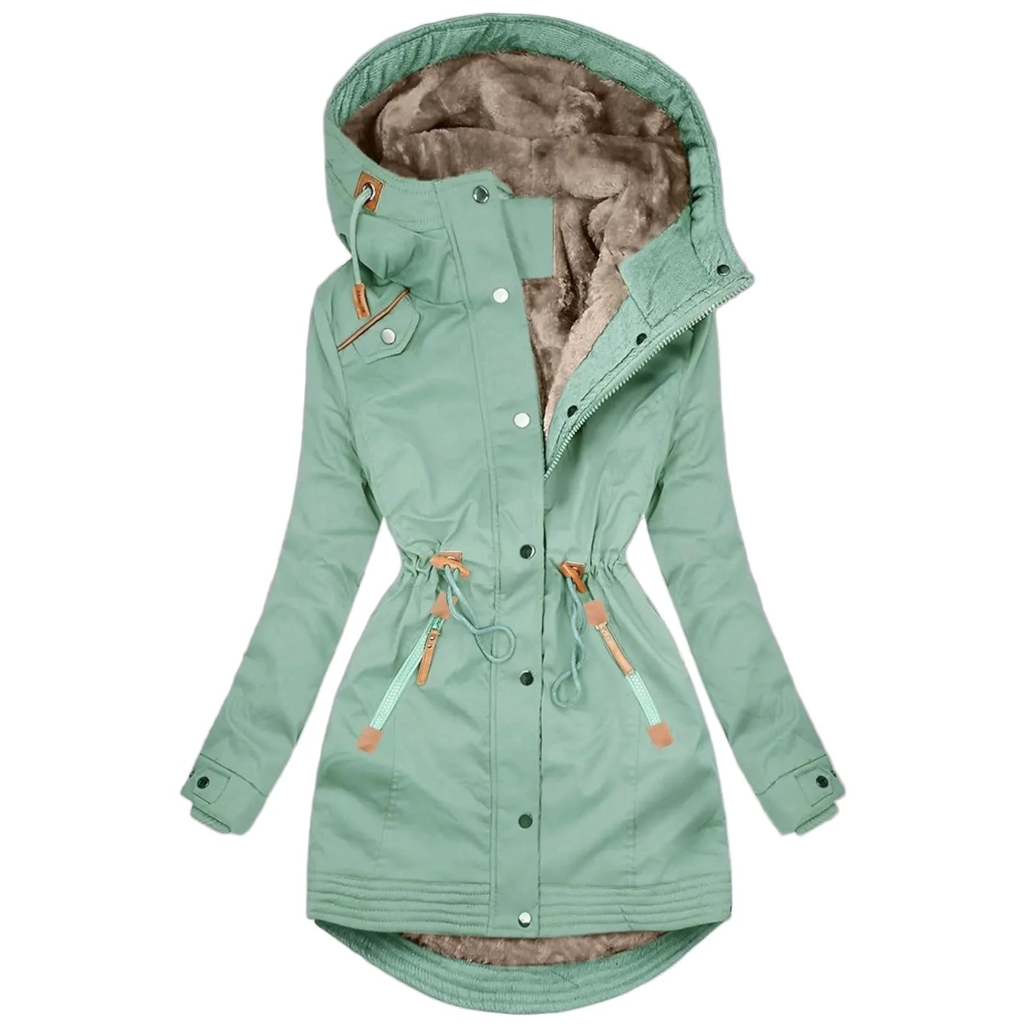 Parka invernale da donna con cappuccio – Cappotto outdoor sagomato alla moda per i giorni freddi
