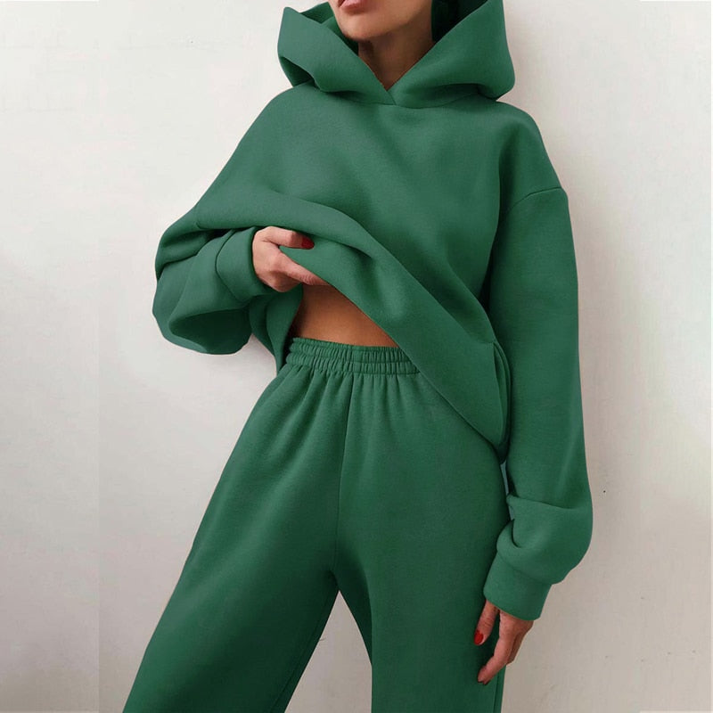 Dames Oversized Joggingpak Set – Casual Hoodie en Joggingbroek voor Vrije Tijd & Homewear