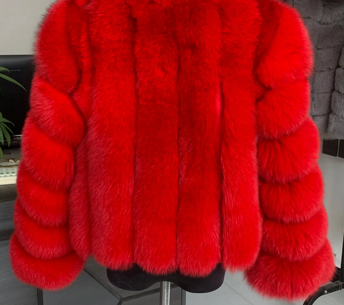 Kurze Felljacke Damen Flauschige Kunstpelz-Jacke