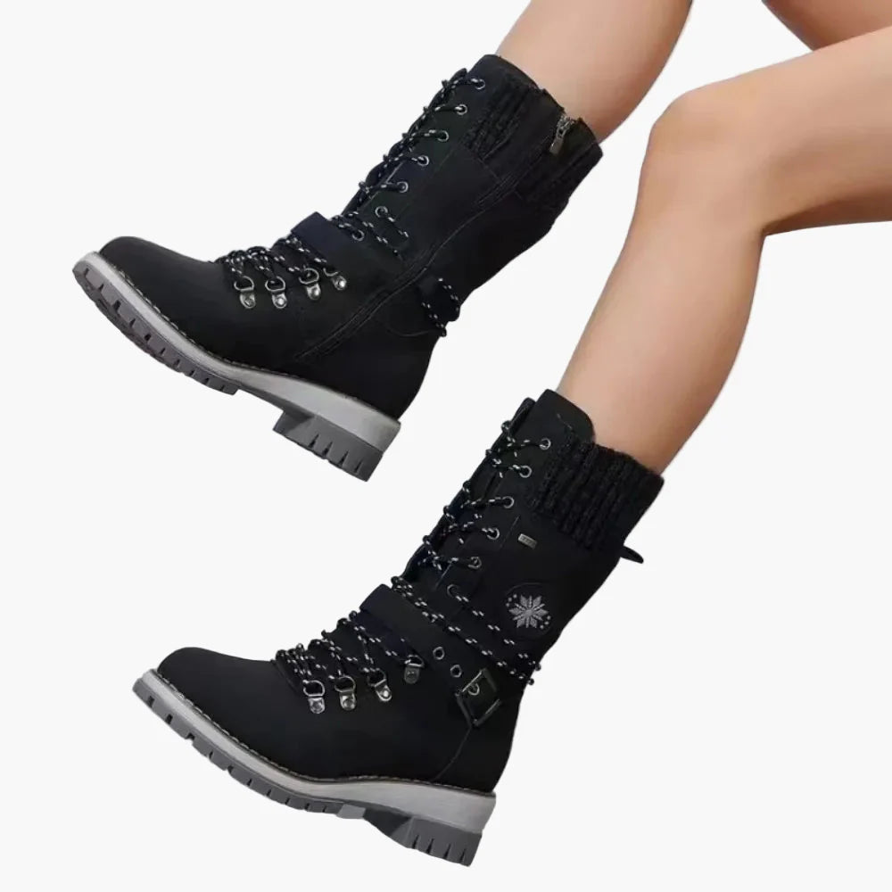 Dame outdoor vinterstøvler med snøring og lynlås – Moderigtige vandre- og fritidsboots