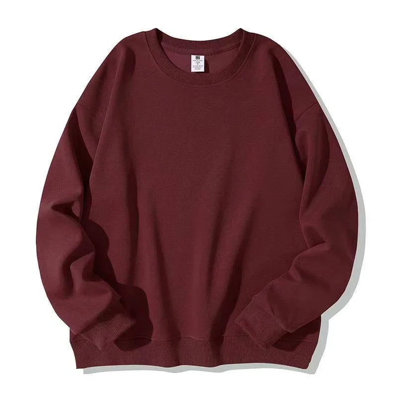 Unisex-basic-sweatshirt med rund hals, lange ærmer, pullover, flerfarvet