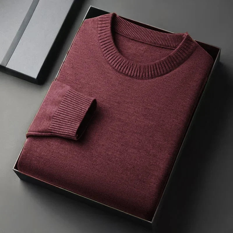 Unisex Basic Pullover Rundhals Langarm Strickpullover Einfarbig