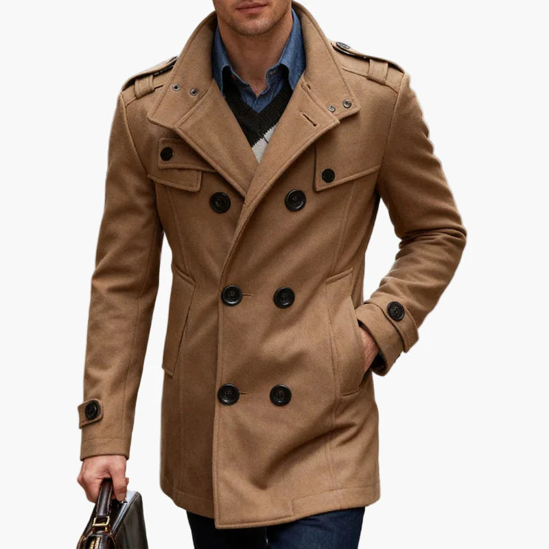 Cappotto business doppiopetto da uomo – Elegante peacoat invernale per ufficio e tempo libero