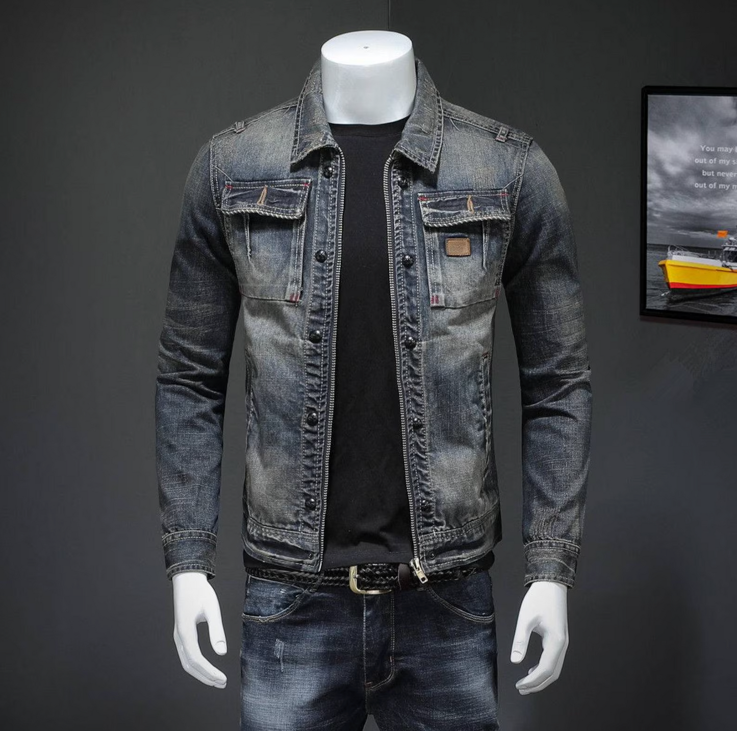 Veste en denim pour homme style vintage – Classique, décontractée et polyvalente
