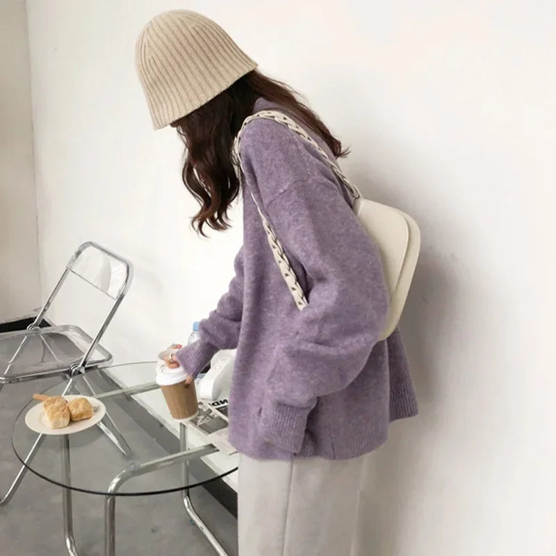 Damen Oversize Pullover Retro Lässig Komfortabel Herbst Winter