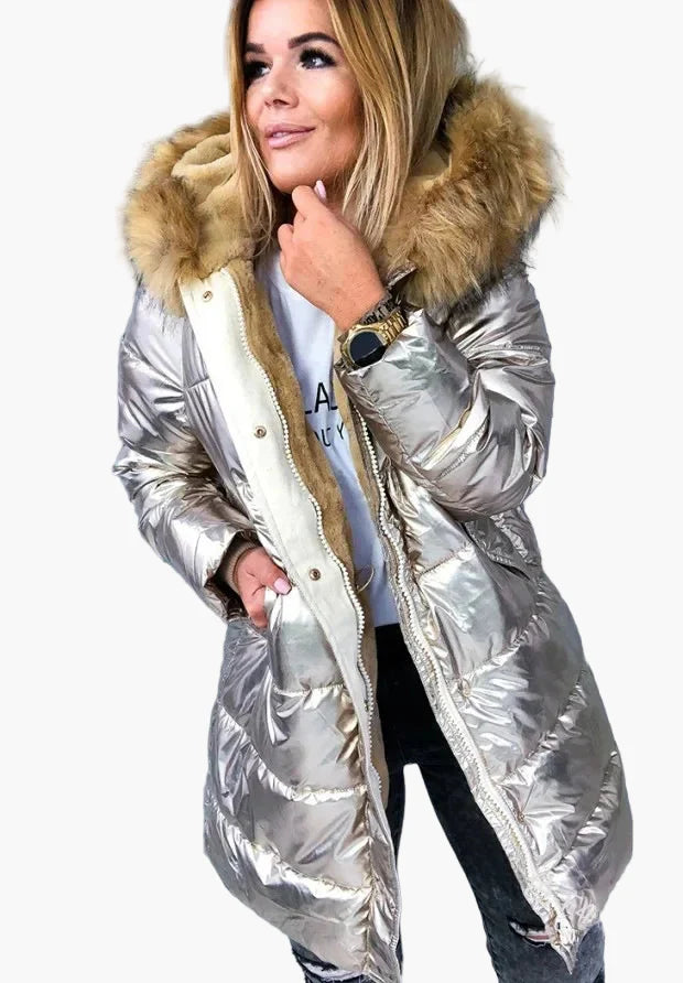 Manteau matelassé d'hiver femme à capuche avec col en fourrure – Parka épais et tendance pour quotidien et loisirs