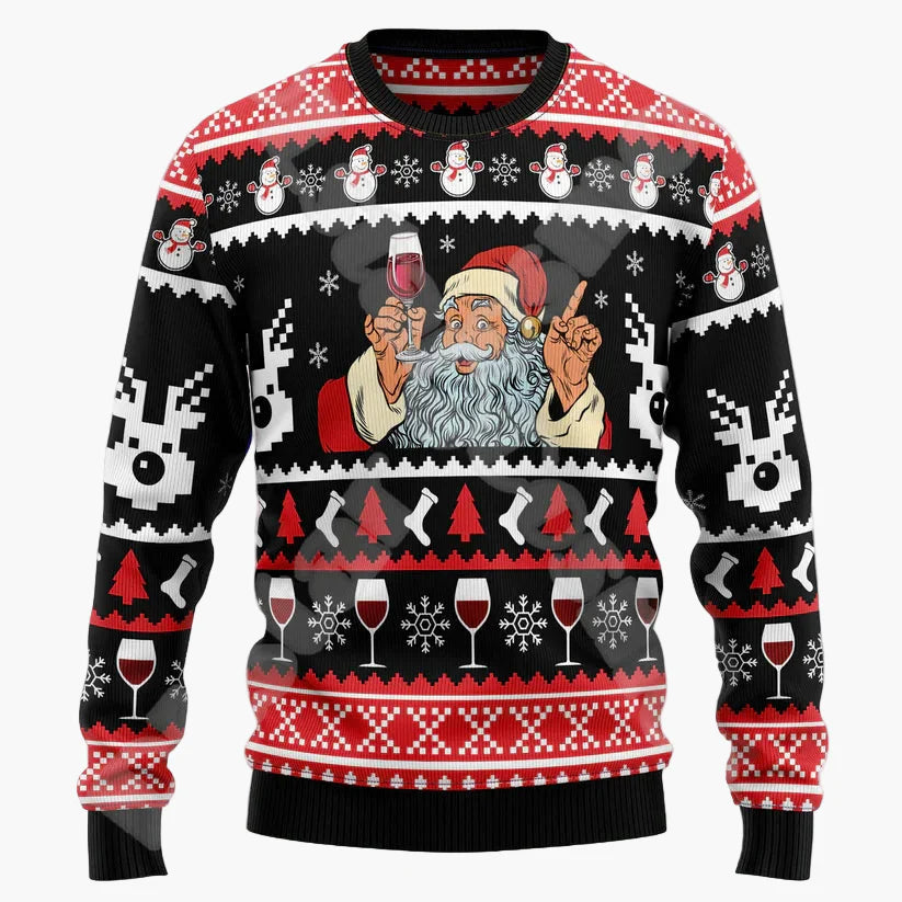 Herre Ugly Christmas Sweater med hodeskalle og nisselue – Morsom genser til jul og vinterfester