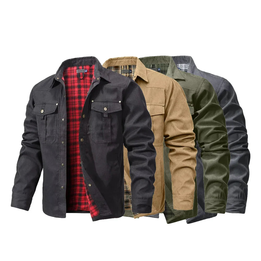 Shacket casual da uomo camicia overshirt in flanella foderata stile western giacca di transizione con bottoni a pressione