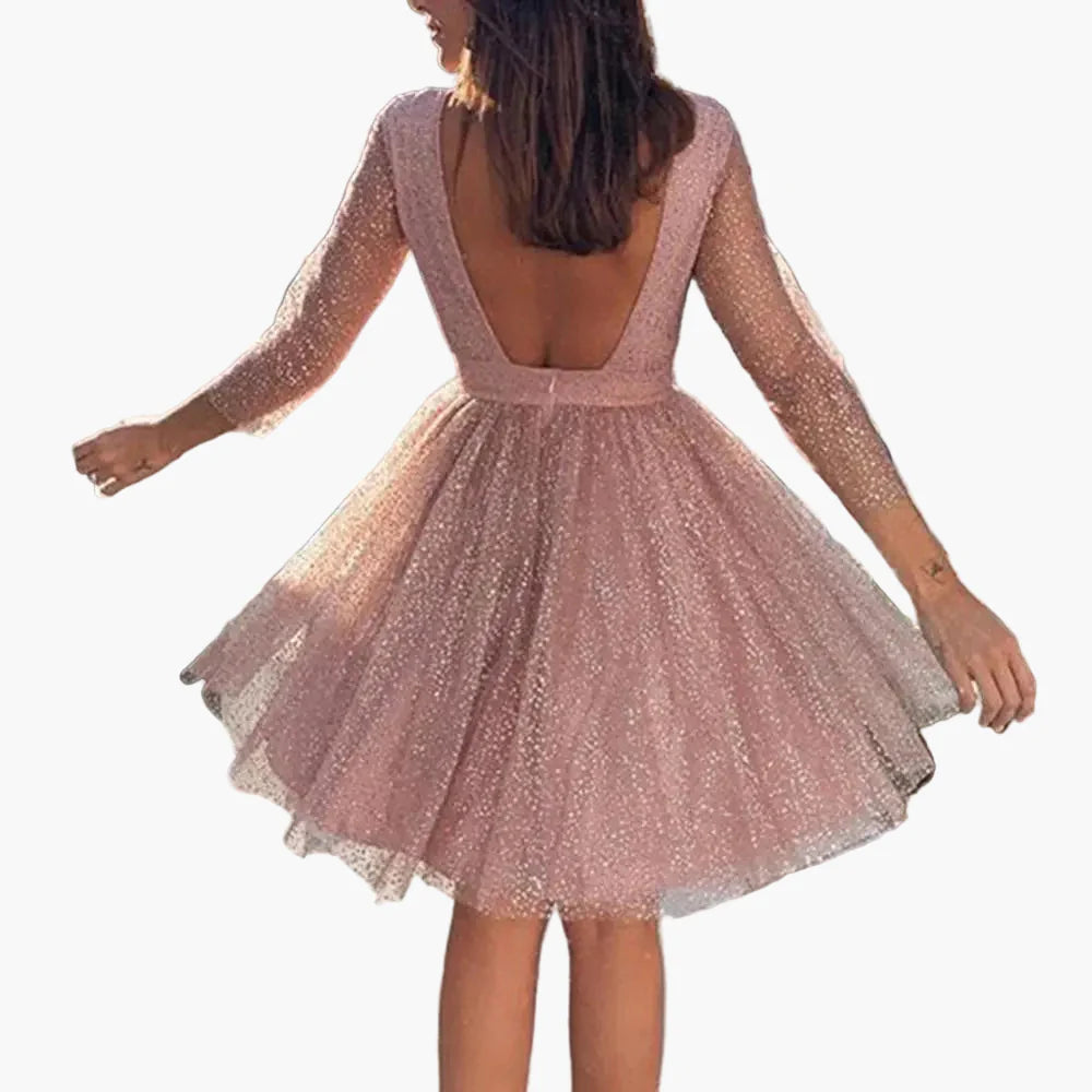 Vestido de noche y fiesta para mujer con lentejuelas y mangas 3/4 – Vestido de cóctel elegante para ocasiones festivas