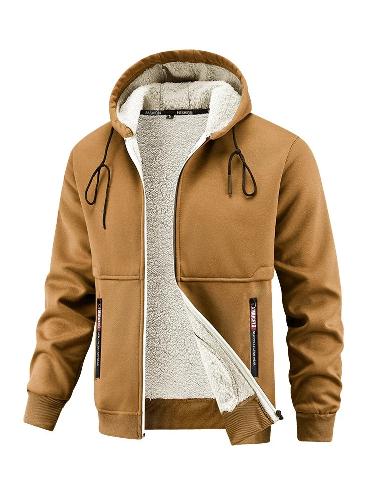 Herenhoodie met rits en pluche voering