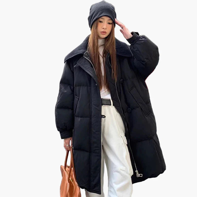 Damen Winter Steppmantel mit großem Kragen – Eleganter Oversize Mantel für Freizeit & Alltag