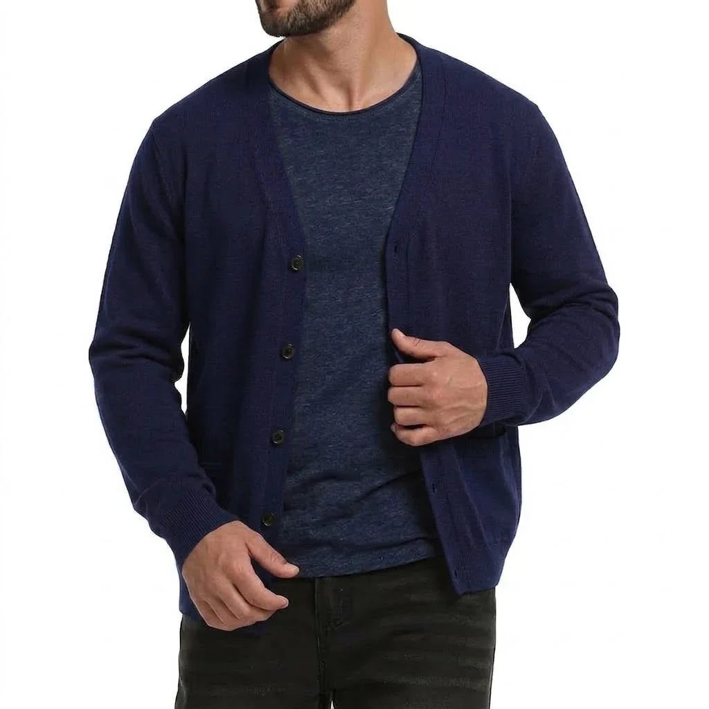 Cardigan da uomo con scollo a V e abbottonatura