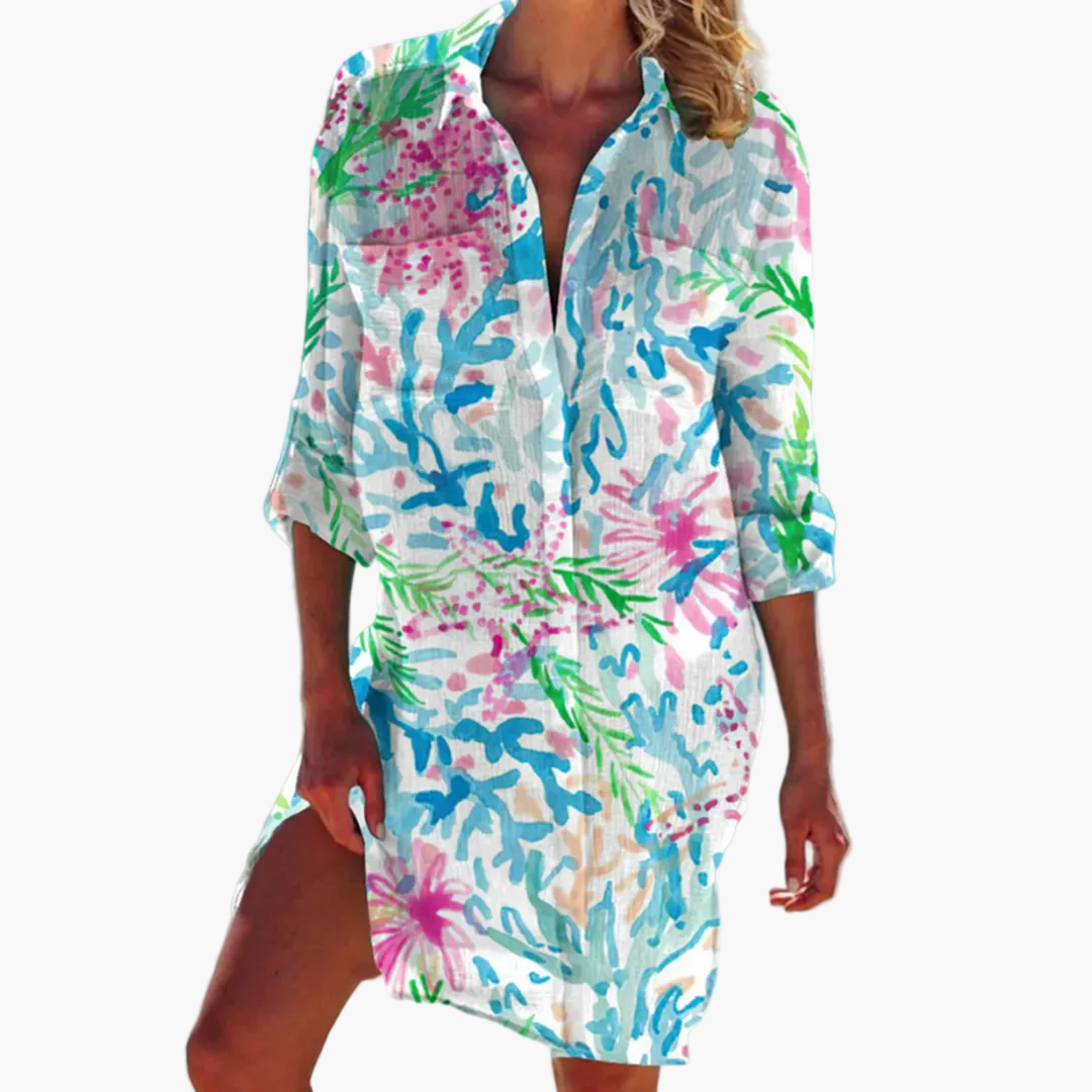 Damen Hemdkleid im Boho-Tie-Dye-Stil – Lässige Mode für Urlaub & Alltag