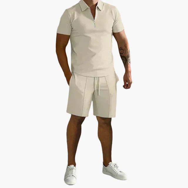 Herren Set Polohemd mit Reißverschluss und Shorts – Modernes Freizeit Outfit für Sommer & Alltag