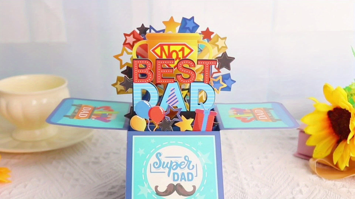 Carte pop-up pour hommes – Boîte explosion 3D pour le meilleur papa – Carte de fête des pères ou d'anniversaire avec motif super-héros