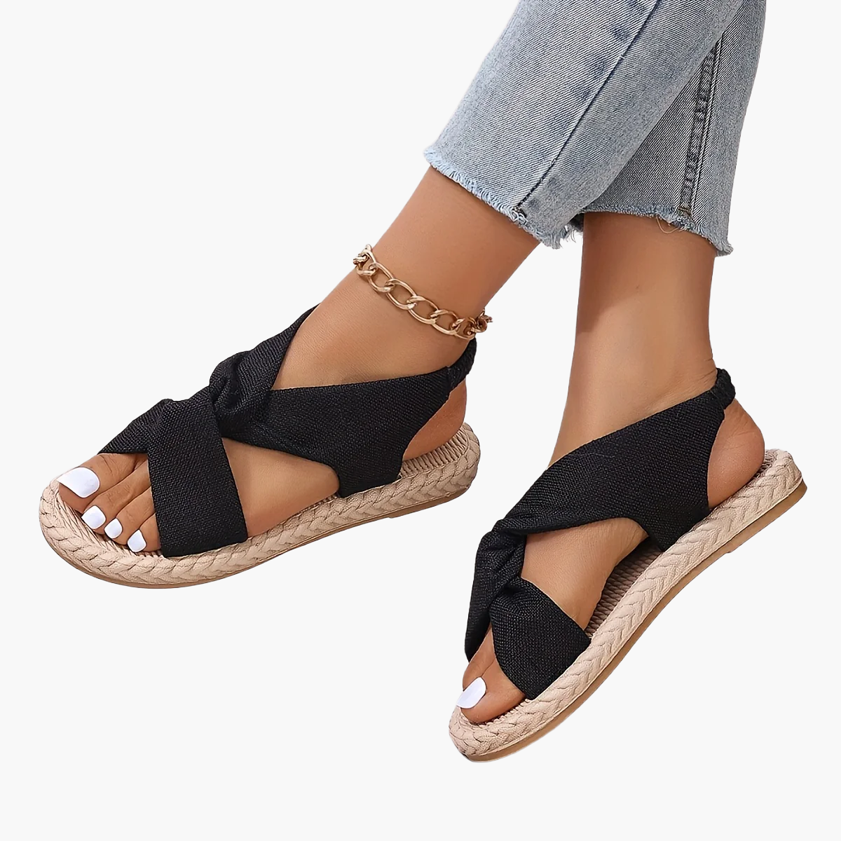 Sandali estivi da donna con cinturini incrociati e suola piatta – Scarpe casual alla moda per tutti i giorni e vacanze
