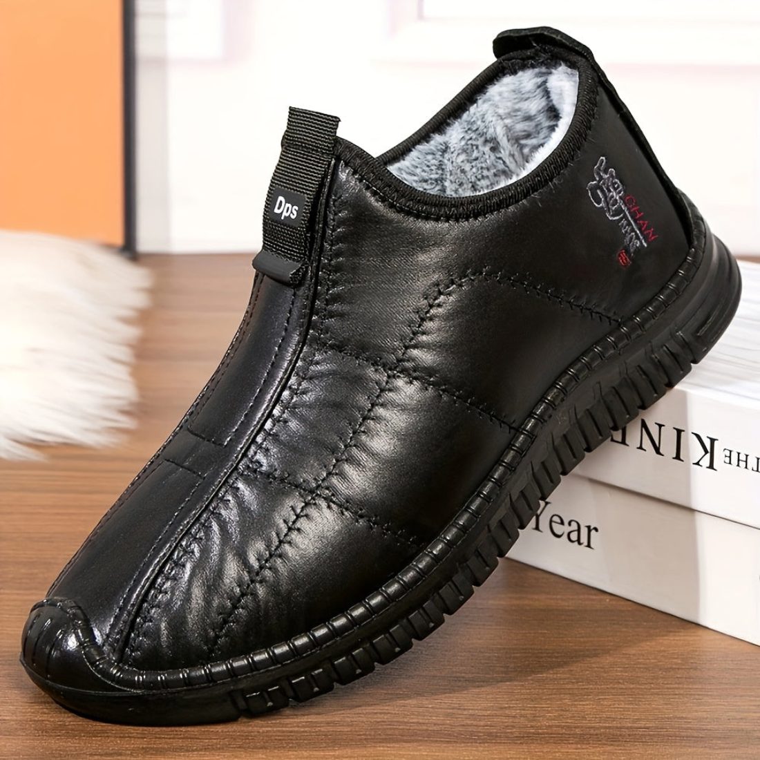 Vinter-slip-on-sko til herrer, foret og quiltet