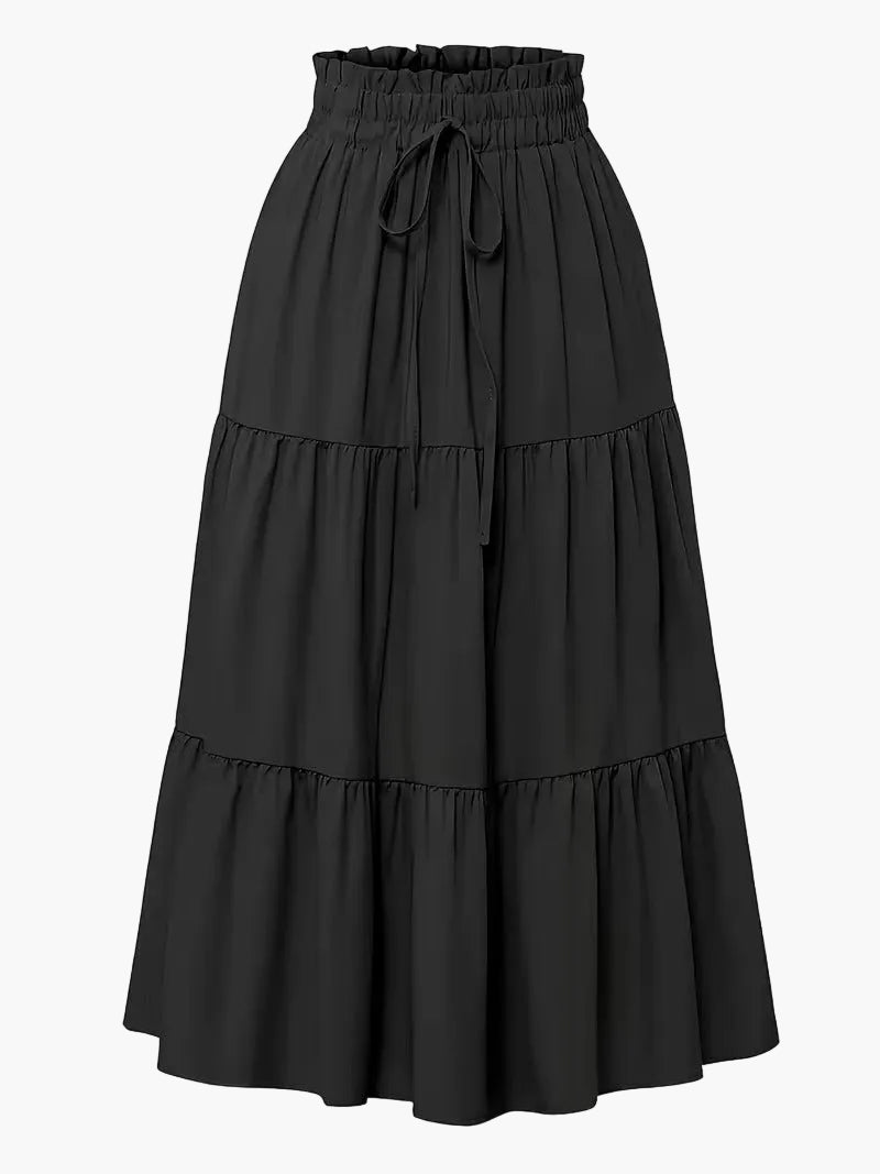 Dames elegante plooirok met hoge taille en trekkoord – perfect voor lente en zomer
