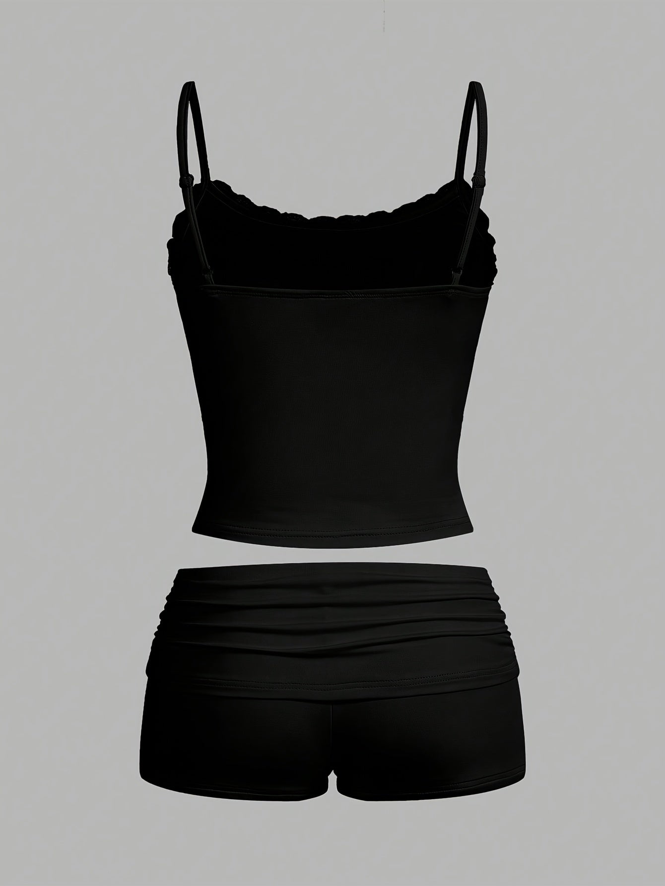 Dame Loungewear Sæt – Elegant kort top og shorts, ideel til fritid og sommer