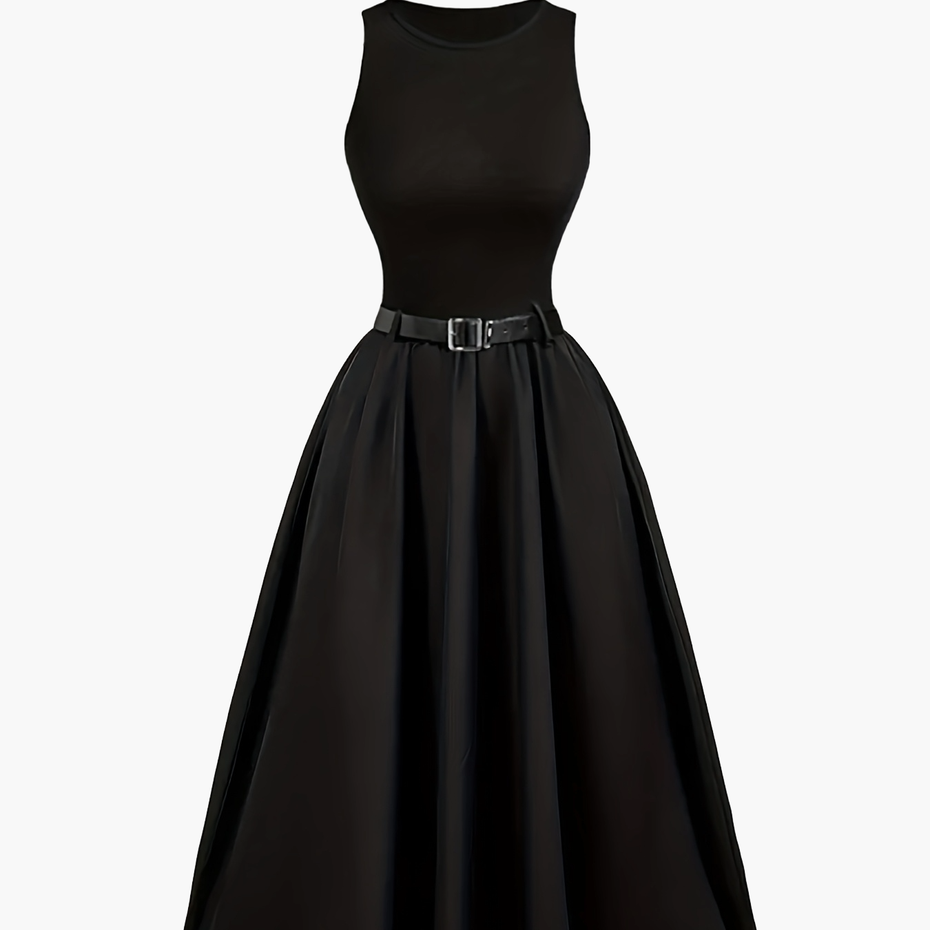 Vestido de noche elegante para mujer con cinturón, sin mangas, estilo vestido de gala, perfecto para fiestas y celebraciones