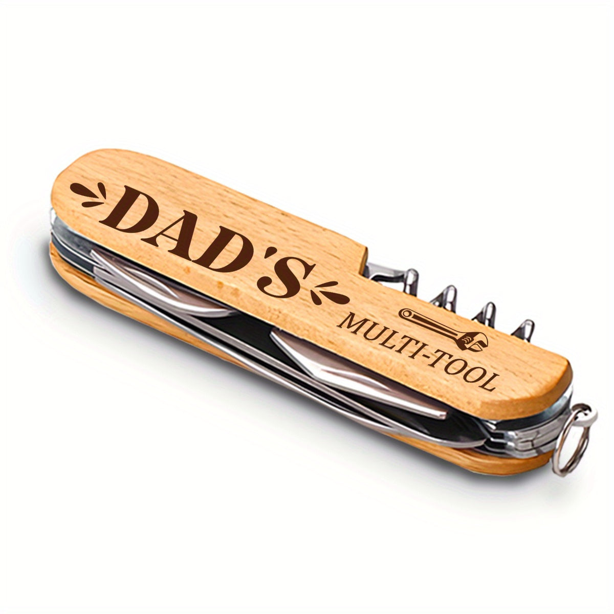 Alsidigt herre-multiværktøj – gave til fædre, graveret "Dad's Multi-Tool", klassisk, ideel til hverdag, camping og udendørsbrug