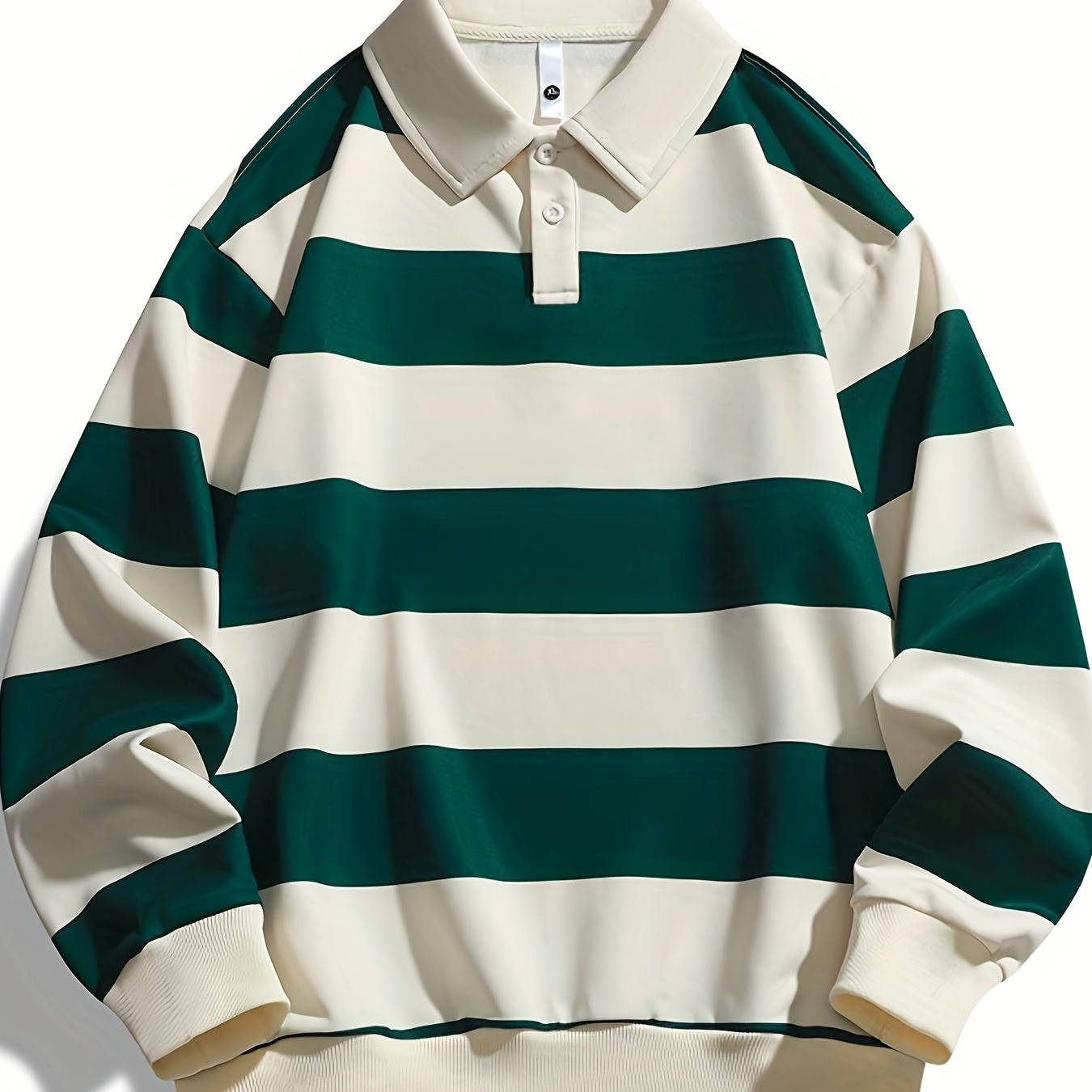 Gestreiftes Langarm Polo-Sweatshirt mit Kragen und Bündchen