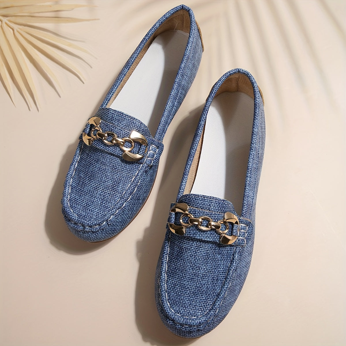 Damen Mokassins Slip-On Freizeitschuhe mit Kettendetail – Bequeme Alltagsloafers für Stil und Komfort
