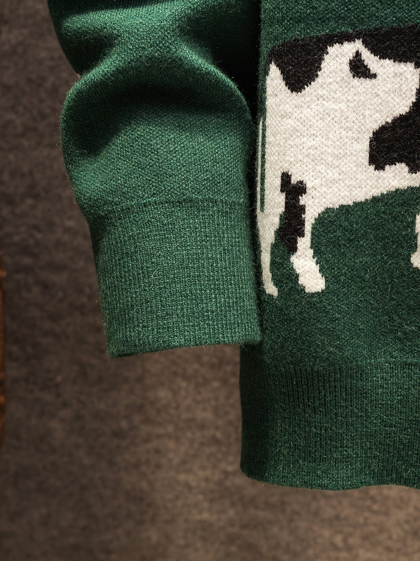 Heren trui met landschap- en koe-motief, casual gebreide trui voor herfst en winter