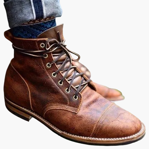 Botines para hombre estilo vintage – Botas clásicas con cordones para el día a día y tiempo libre