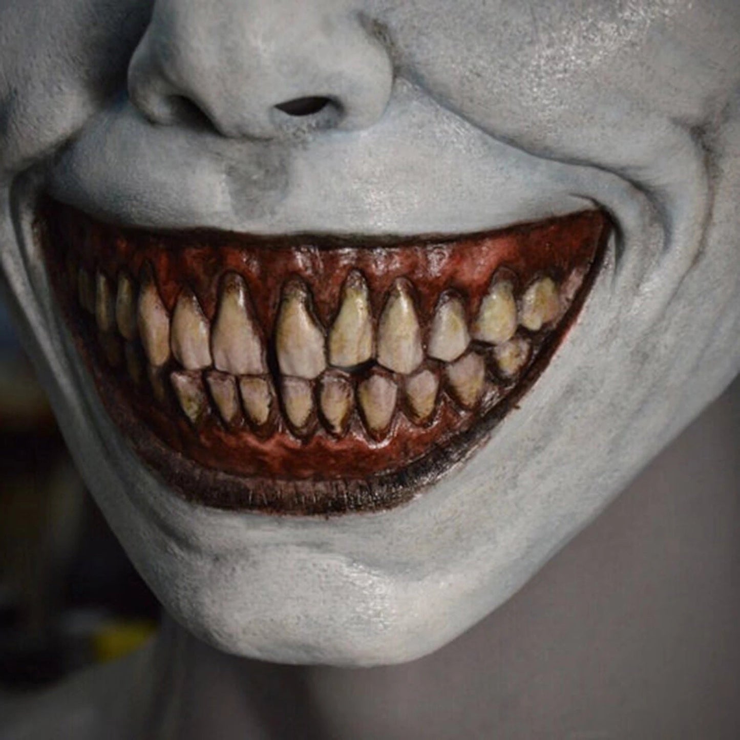 Maschera demone in lattice con occhi bianchi di Halloween – Maschera costume unisex spaventosa per feste e decorazioni