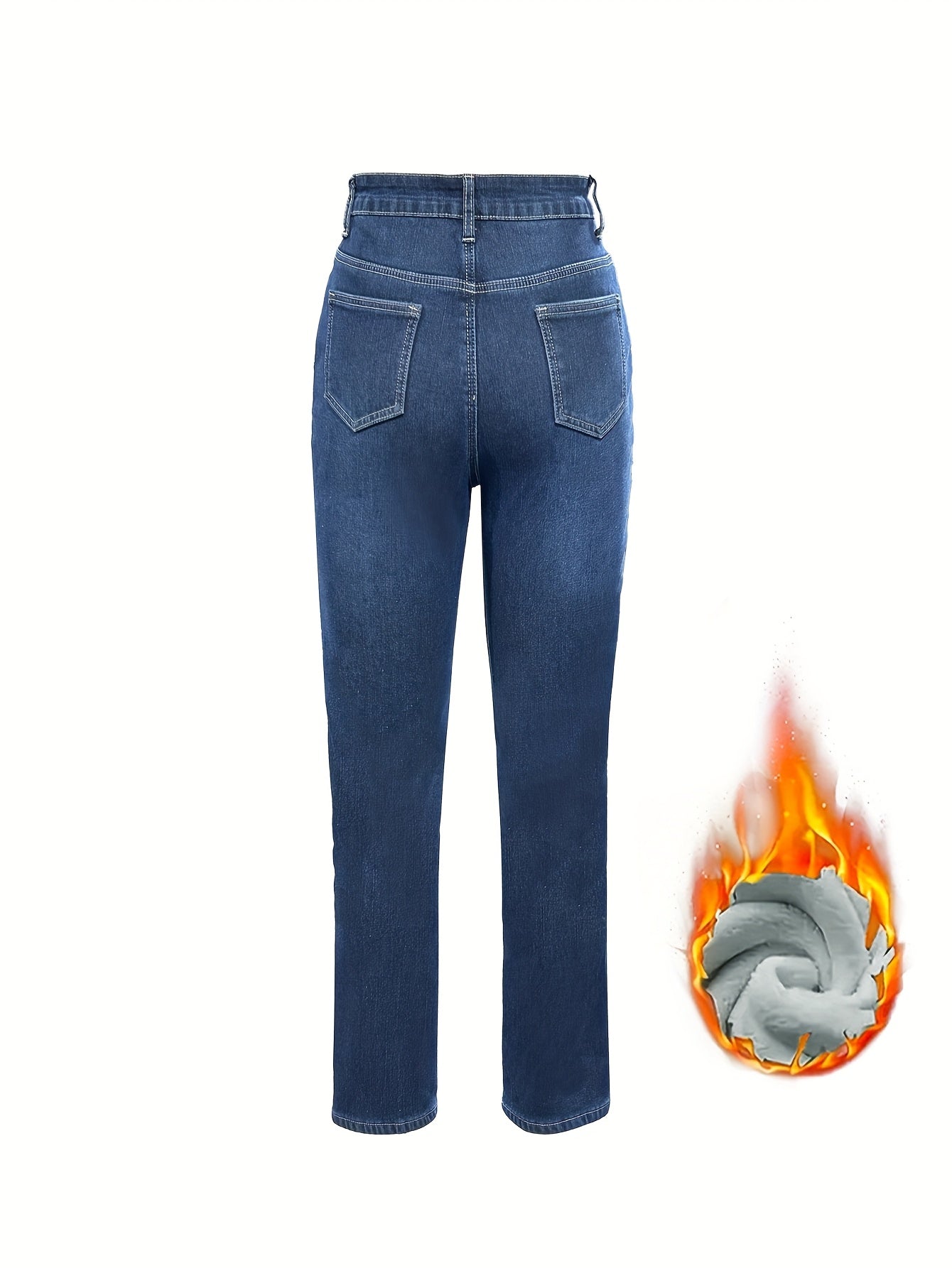 Damen Jeans Dunkelblau mit warmem Futter High Waist