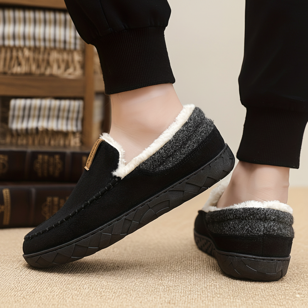 Brune, forede hjemmesko til mænd – behagelige slippers