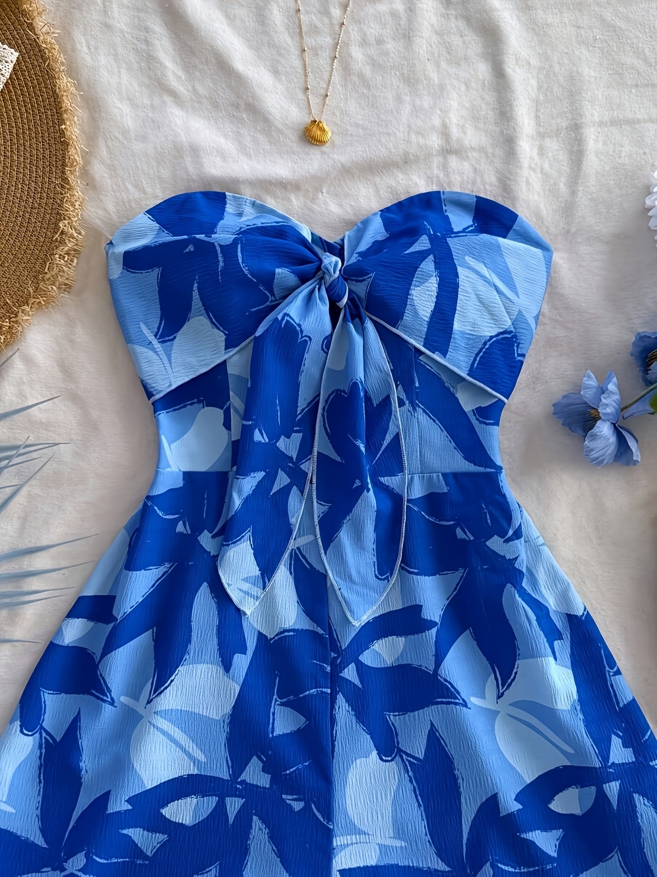 Mono bandeau para mujer con detalle de lazo y estampado floral – Peto de verano casual