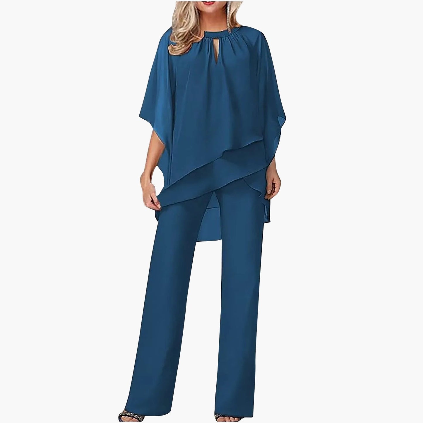 Completo pantalone elegante da donna con taglio ampio – Festivo & business, alla moda con maniche a pipistrello