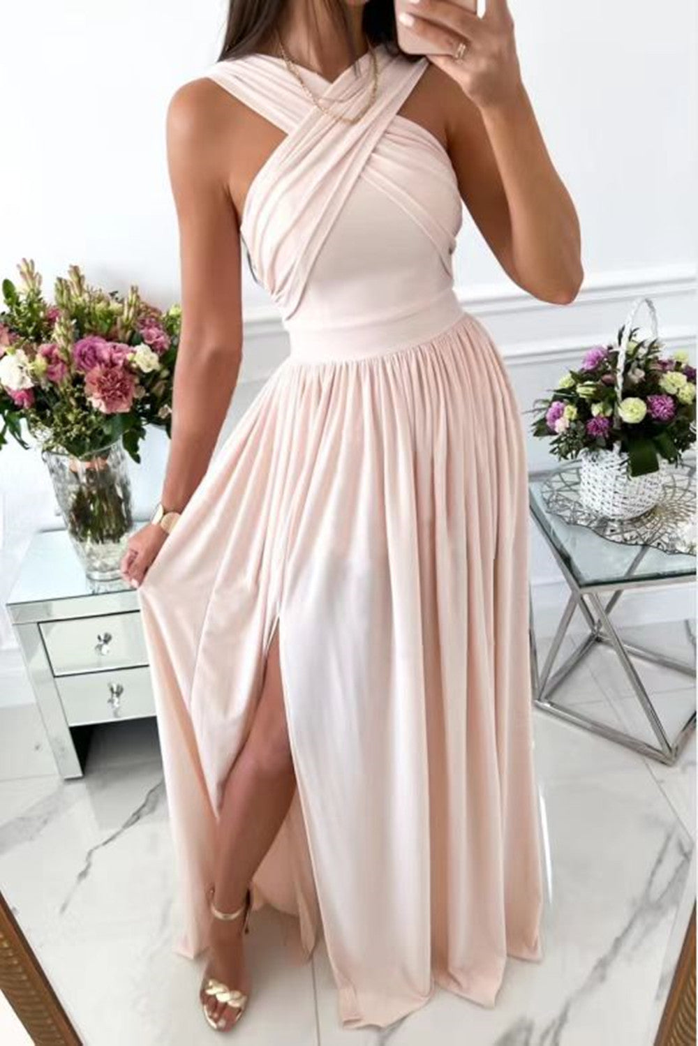 Natalie – Robe d'été sans manches avec lien au cou