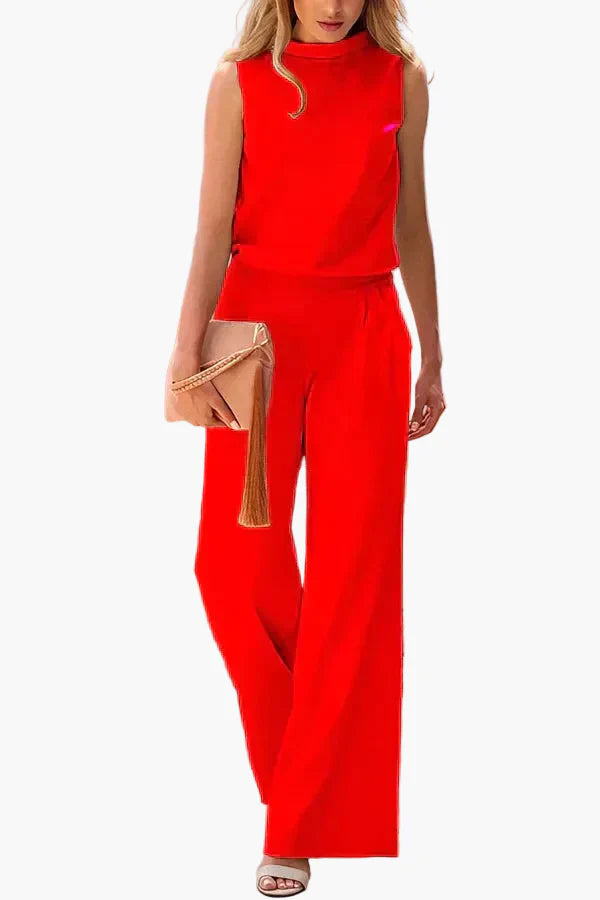 Mono sin mangas elegante para mujer con pierna ancha para el día a día y ocasiones especiales