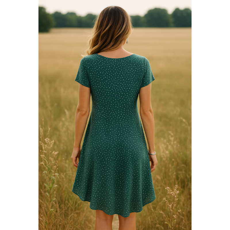 Damen Sommerkleid Kurzarm Elegant Freizeitkleid für Alltag und Urlaub
