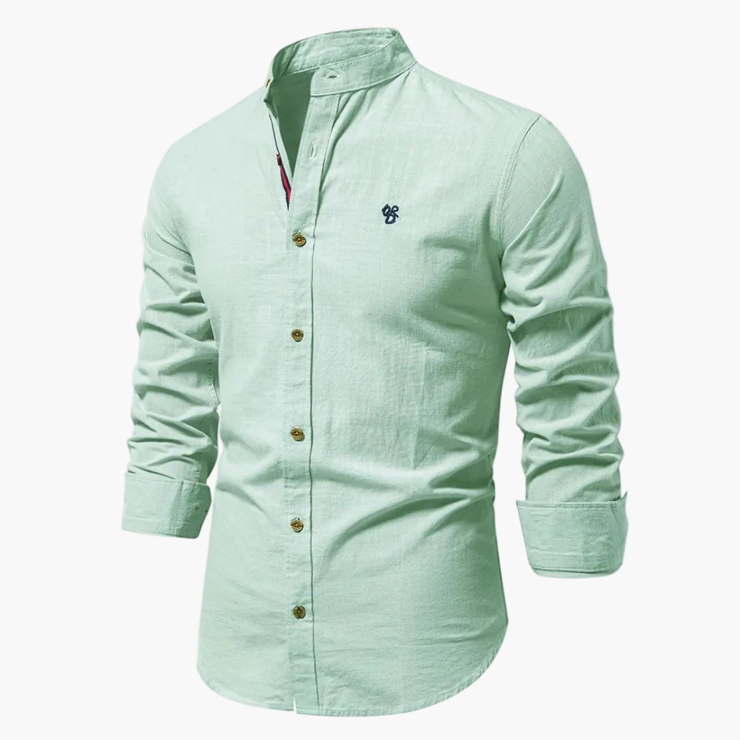 Chemise manches longues homme coupe régulière col mao – Chemise moderne business & loisirs
