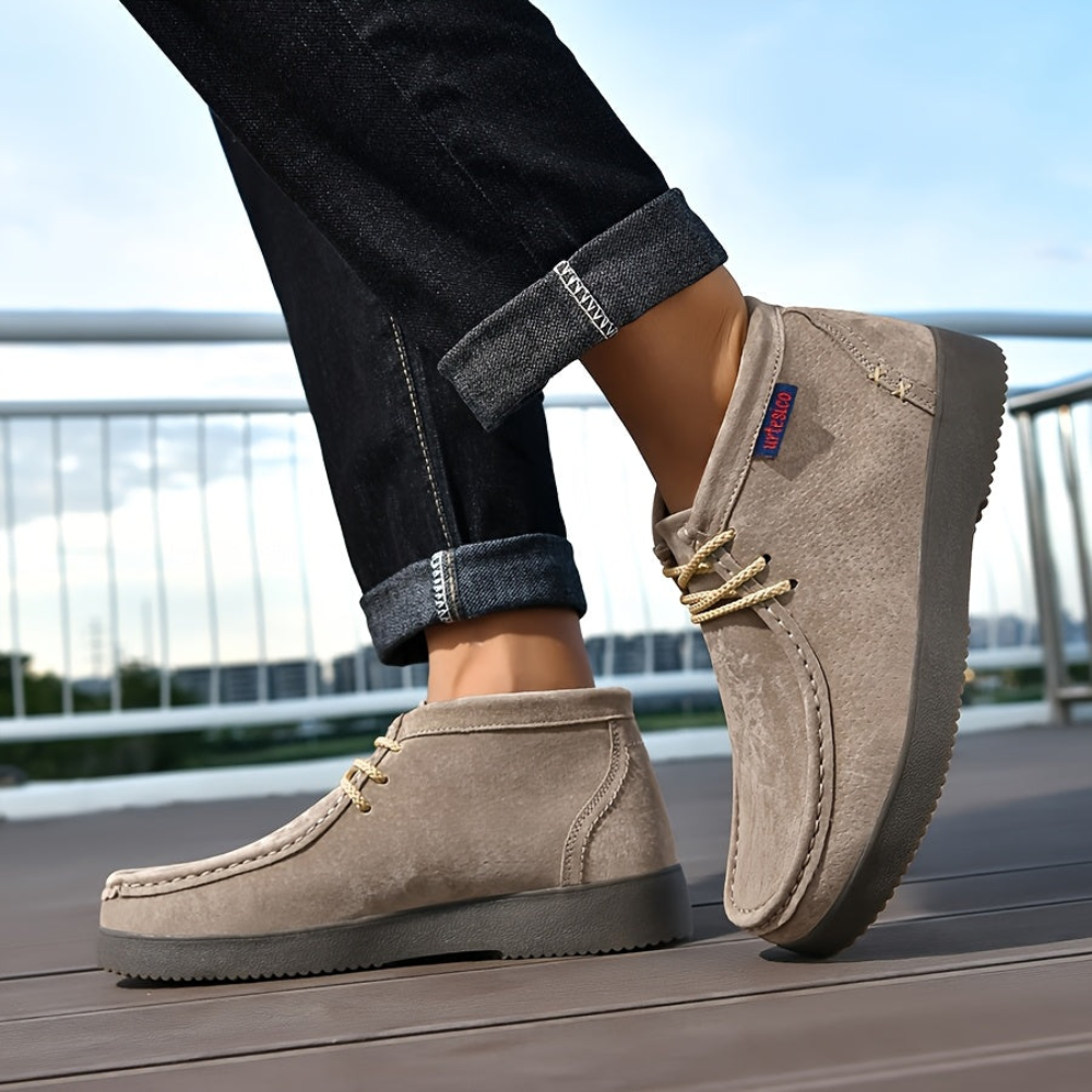 Herren Chukka Schnürschuhe Wildleder-Optik Moccasin-Stil