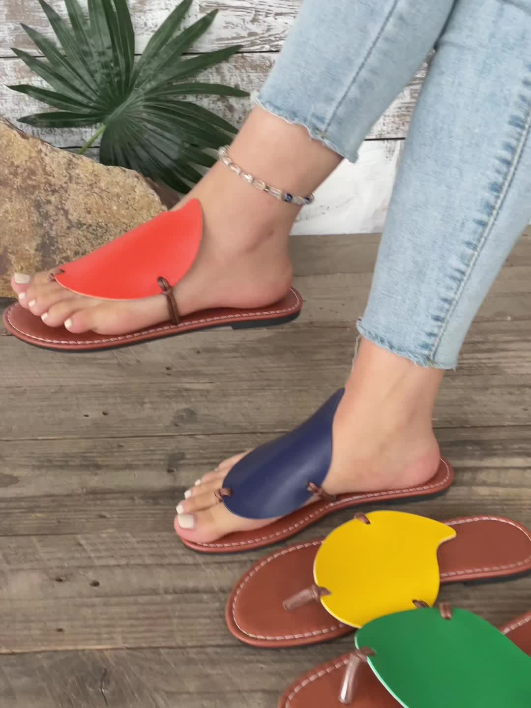 Sandalias de dedo para mujer – Flats de moda para tiempo libre y vacaciones