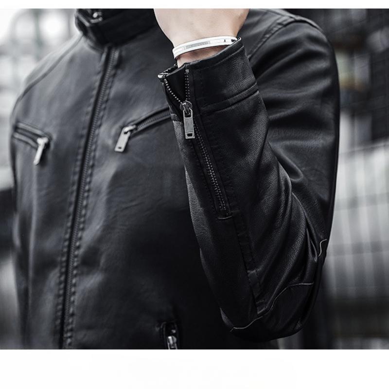 Blouson biker homme style moderne – Veste casual en simili cuir pour quotidien et vie nocturne