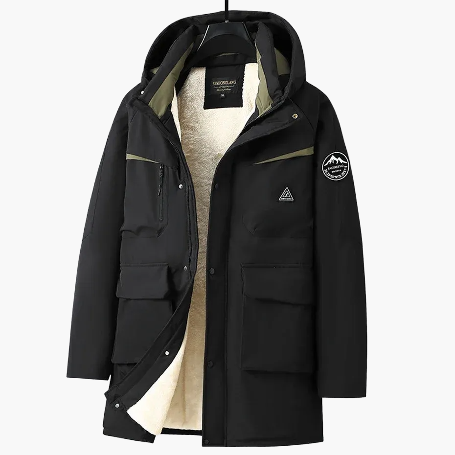 Męski zimowy parka outdoor w rozmiarze XXL – funkcjonalna ciepła kurtka przejściowa z kapturem