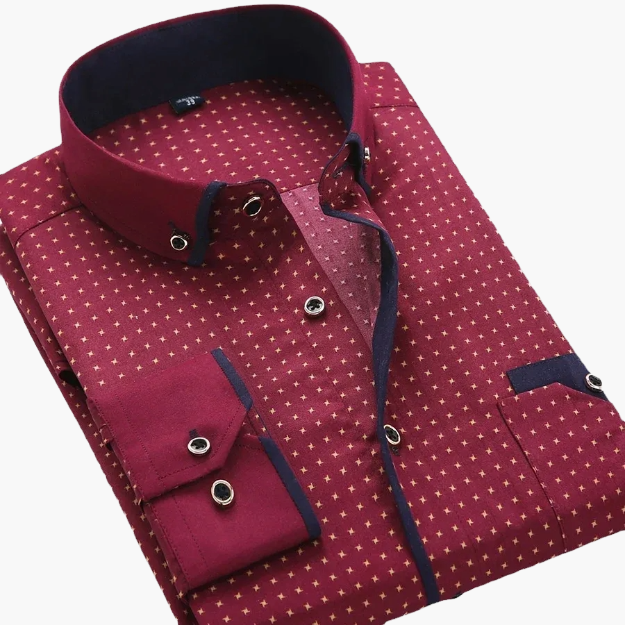 Camisa casual business para hombre con patrón moderno de manga larga – Diseño estiloso para oficina y uso diario