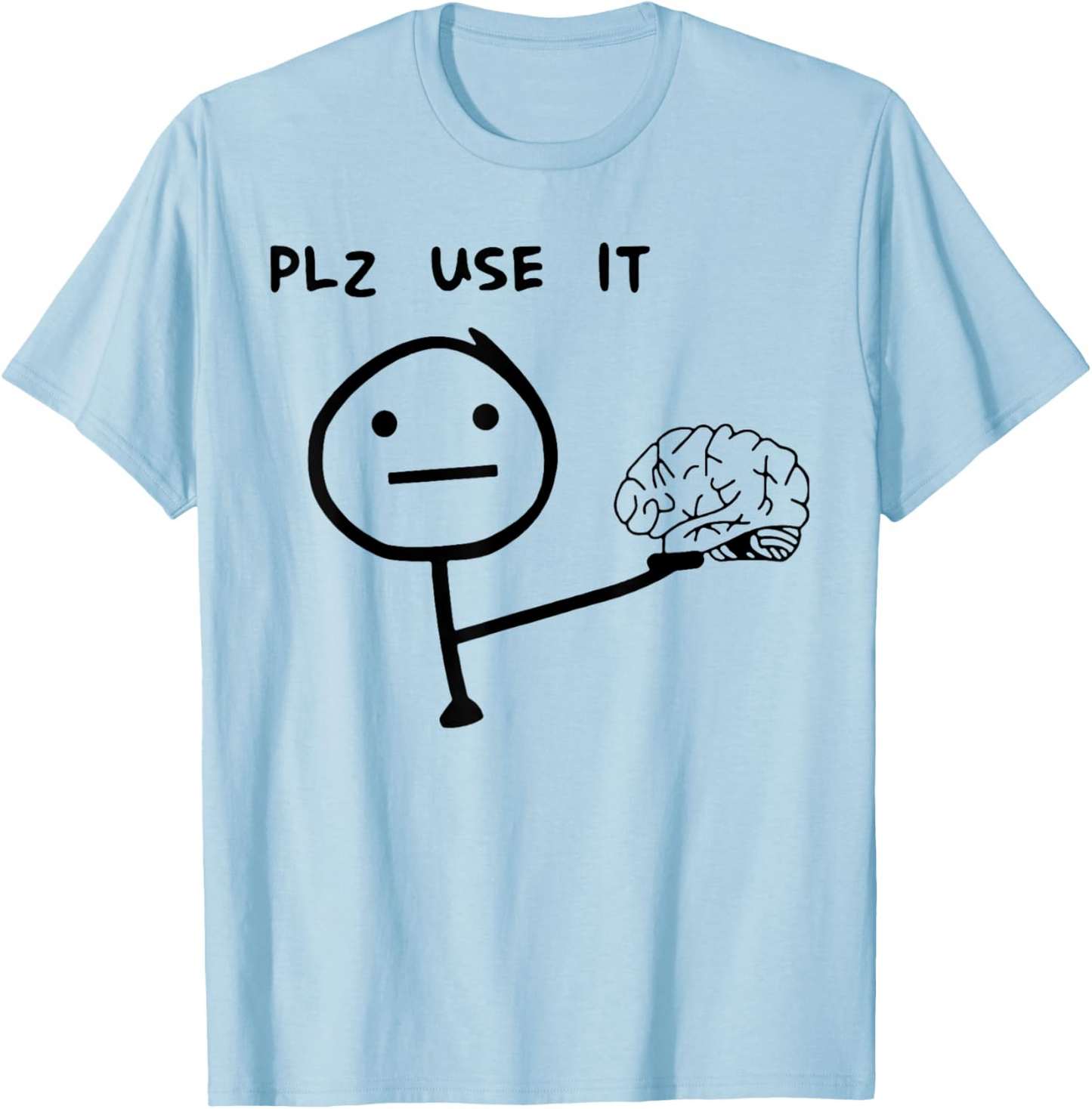 Herr T-shirt med roligt meme-tryck – "PLZ USE IT" – Casual streetwear för vardag och fritid