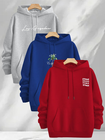 Hoodie mit Kapuze & Kordelzug, Fronttasche, Langarm, verschiedene Designs