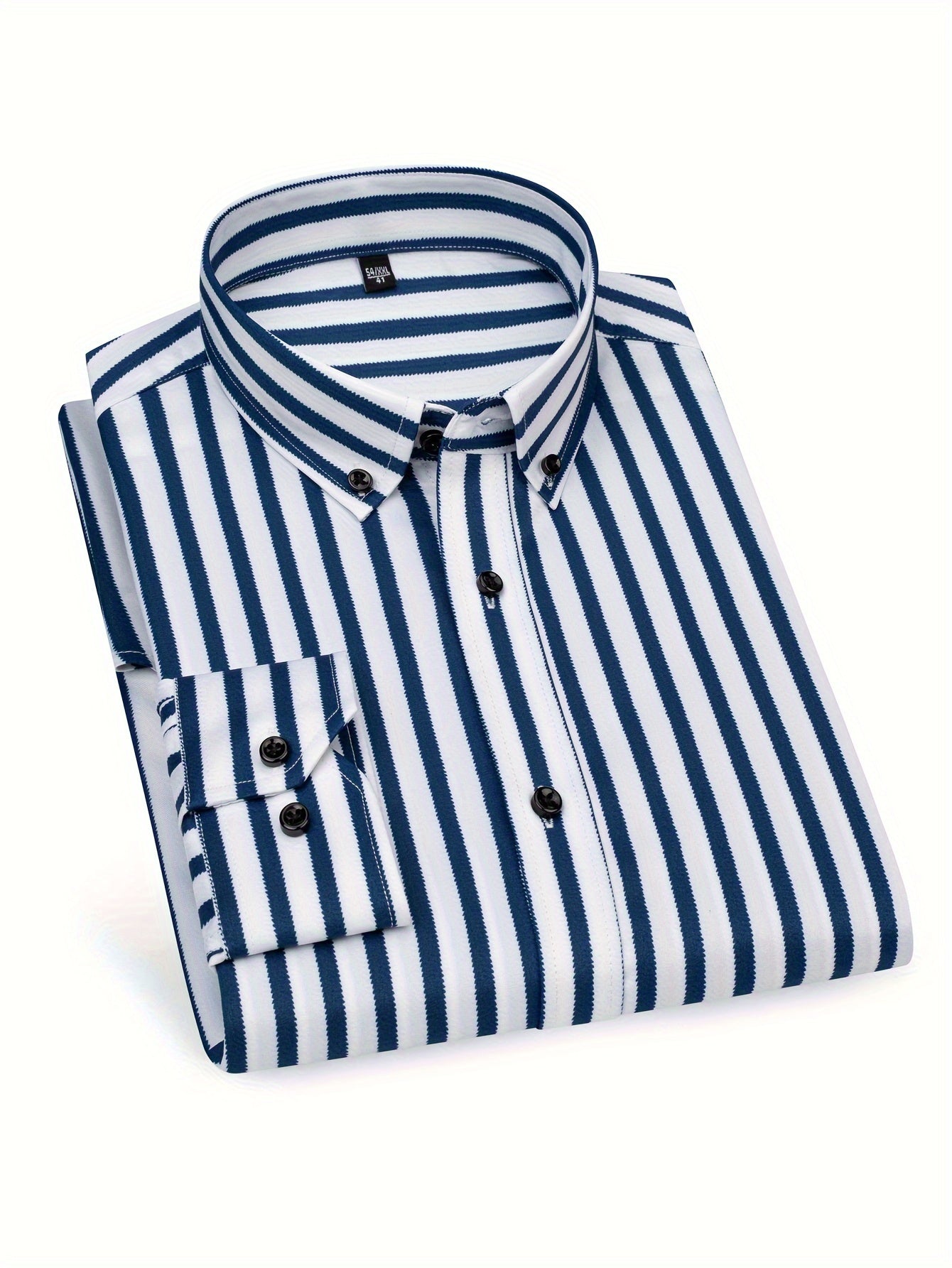 Chemise décontractée homme slim fit à rayures avec patte de boutonnage – Parfaite pour le quotidien et les sorties